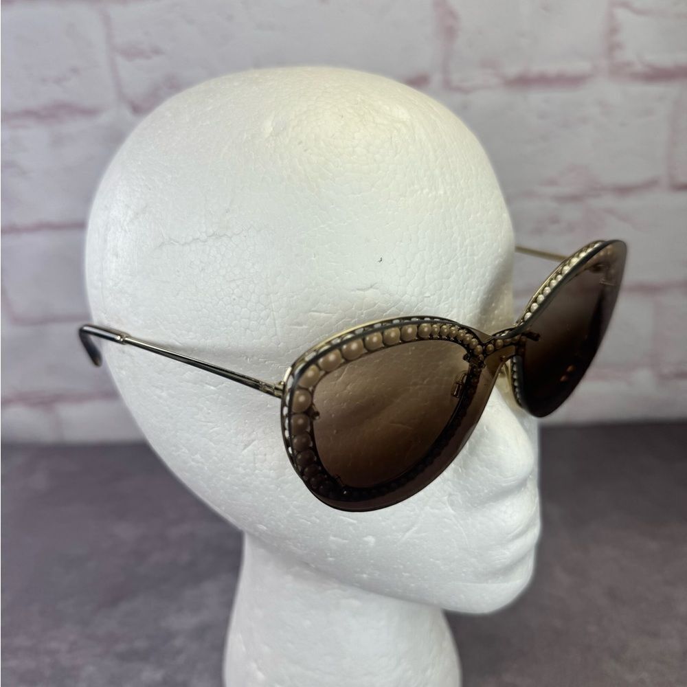 Chanel Acetate Metal Pearl Butterfly Sunglasses 4236-H Brown - Picture 5 of 16